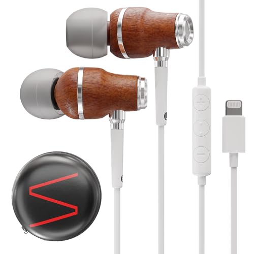 Symphonized Premium Wooden Wired Earbuds with Microphone (Lightning) - color: White, style: Lightning