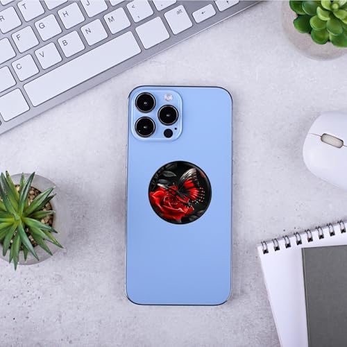 2 Pack Cell Phone Grip with Expanding Kickstand, Red Rose Butterfly - color: Red Rose Butterfly