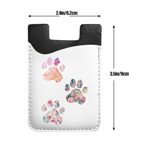Floral Paw Print Trio Phone Credit Card Holders Sleeve Adhesive Wallet Compatible with Most Back of Phones - color: Floral Paw Print Trio