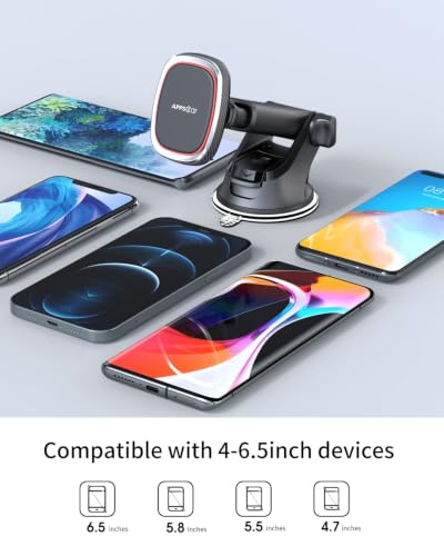 APPS2Car Magnetic Phone Holder for Car, Dashboard Windshield Phone Mount