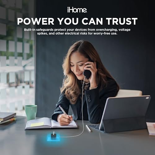 iHome GaN Universal USB-C Charger Block, Power Delivery, Folding Prongs, Compact Travel Design for Phones, Tablets & USB-C Devices (Black, 30W) - color: Black, size: 30W