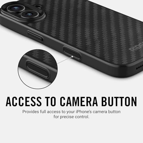 Ridge Case Compatible with iPhone 17 - Compatible with MAGSAFE & Wireless Charging, Aluminum Control Buttons, Dual-Layer Construction, TPU Bumper with Drop Protection (Carbon) - color: Carbon, size: iPhone 17