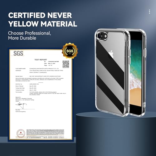 DEERLAMN Clear Case for iPhone SE 2022/2020 & iPhone 7/8, Military Grade Drop Protection Anti-Scratch Transparent Ultra Slim Non-Yellowing Shockproof Protective Phone Cover - size: for iPhone SE 2020/2022&iPhone 7/8