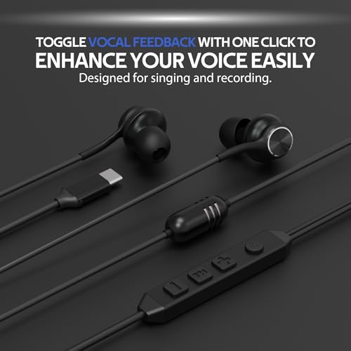 USB C Wired Gaming Earbuds, in-Ear Headphones with Built-in DAC Sound Card, Low-Latency, 5 EQ Modes, Vocal Enhancement & Microphone, Compatible with iPhone 15/16 Series, Samsung S22/S23/S24