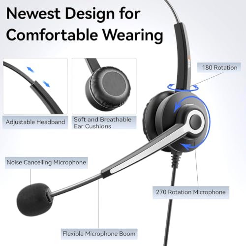 Wantek USB-A/USB-C Wired Stereo Headset – Lightweight, Noise-Cancelling - color: Ultra Black