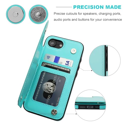 ONETOP for iPhone 17e/16e Wallet Case with Credit Card Holder,LightBlue | Kickstand,ID/Cash Holder,Case Wallet with Card Slots,Double Magnetic Clasp,Durable PU Leather Shockproof Cover for Women Men - color: Light Blue
