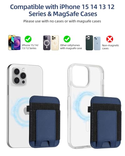 For Magsafe Wallet, 7 Card Holder, Strongest Magnetic Wallet | Magnetic Card Holder Wallet for iPhone 17/16/15/14/13/12 Series, 2 Card Slots, RFID Blocking, Vegan Leather, Navy Blue - color: Navy Blue