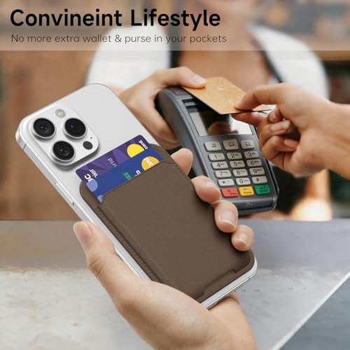 oakxco Phone Wallet Stick On, Slim Thin Adhesive ID Credit Card Holder Wallet Pocket Back of Phone Case, Hard Shell Plastic Sleeve Sticky Card Wallets Pouch for iPhone Samsung Pixel, Brown Fall - color: Brown
