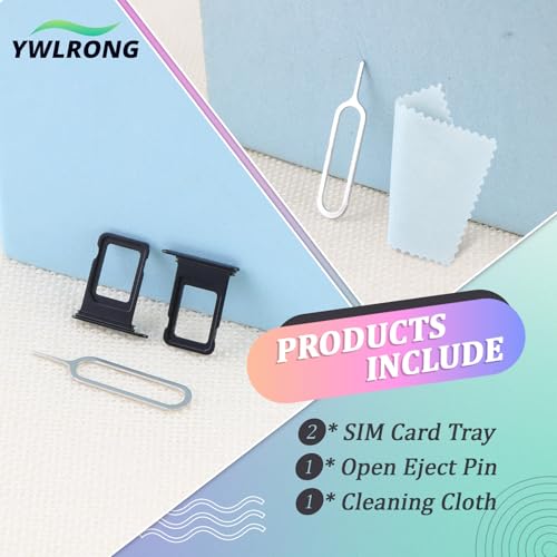 2PCS SIM Card Tray for iPhone 12 SIM Card Slot Holder Replacement for iPhone 12 A2403 A2172 A2402 with Open Eject Pin(Black)