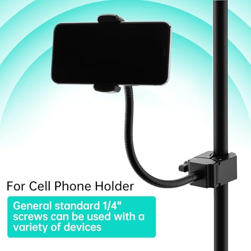 Gooseneck Bed Phone Holder, Flexible Long Arm for Microphone Boom Arm Tube Pipes, Overhead Mount Clip On for Bedside, Tableside, Headboard, Adjustable Phone Stand Lazy Bracket