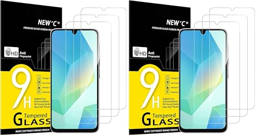 NEW'C 6 Pack Designed for Samsung Galaxy A17 2025, Galaxy A16 5G, Galaxy A26 5G Screen Protector Tempered Glass, Bubble Free, Ultra Resistant - size: A16 6.7 inches (Pack of 2)