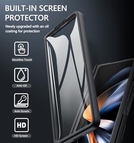 GBEE for Samsung Galaxy Z Fold 4 Case with Card Holder & Kickstand, Black - color: Black