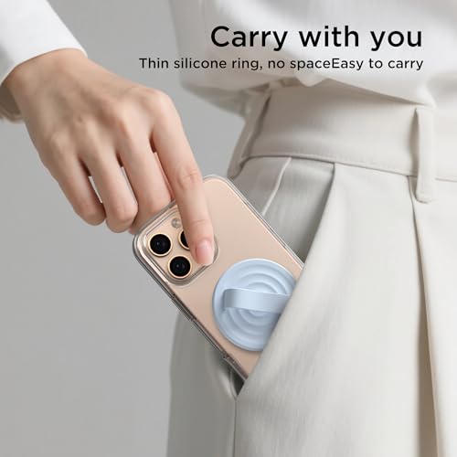 Magnetic Phone Grip for MagSafe, Silicone Ring Grip, Baby Blue - color: Baby Blue