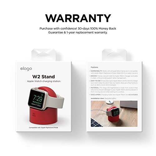elago W2 Charger Stand Compatible with Apple Watch Series Ultra3/Ultra2/Ultra/11/10/9/8/7/6/5/4/3/2/1/SE3/SE2/SE1 (49mm, 46mm, 45mm, 44mm, 42mm, 41mm, 40mm, 38mm) - color: Red