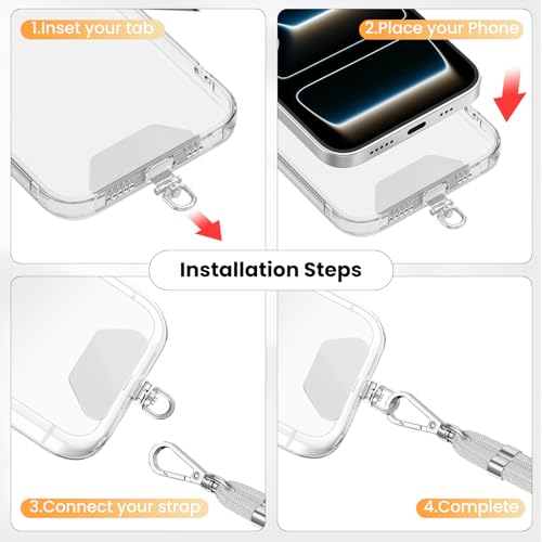 COCASES Phone Tether Tab, 360° Rotating Phone Lanyard Tab, 3 Pack, Sliver - color: Sliver*3