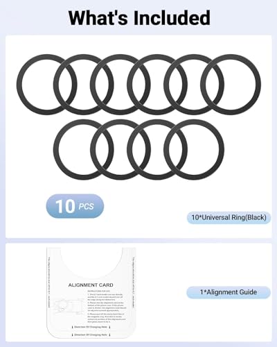 KALAPOP for Magsafe Ring - 10 PCS, Ultra-Thin(0.4mm) Magsafe Sticker, Compatible with iPhone 17/Air/16/15/14/13/12 Series, Samsung Galaxy, Google Pixel Series Black - color: Black-10pcs