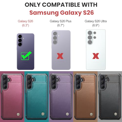 Kowauri for Samsung Galaxy S26 Case, PU Leather Wallet Case for Women Men with RFID Blocking Card Holder Slot Magnetic Closure Shockproof Protective Phone Cover for Samsung Galaxy S26 (Purple) - color: Purple