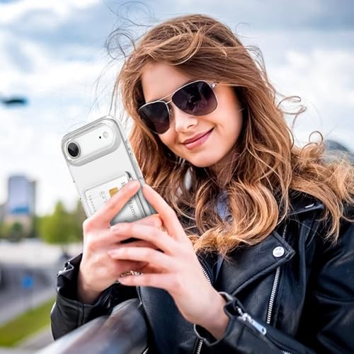 Gukalong Clear Wallet Case for iPhone 17 Air with Credit Card Holder | Hard PC Heavy Duty Shockproof Protection Anti-Scratch Phone Cover Card Slot Anti-Yellowing Case for Women Men - size: for iPhone Air