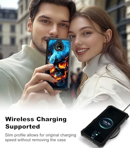 for Schok Volt Sv67q Sv67332 Case with Screen Protector, Military Grade Drop Protection, Dual Layer Hybrid Shockproof Protection TPU Phone Case for Schok Volt Sv67q, Skull Fire - color: Skull Fire