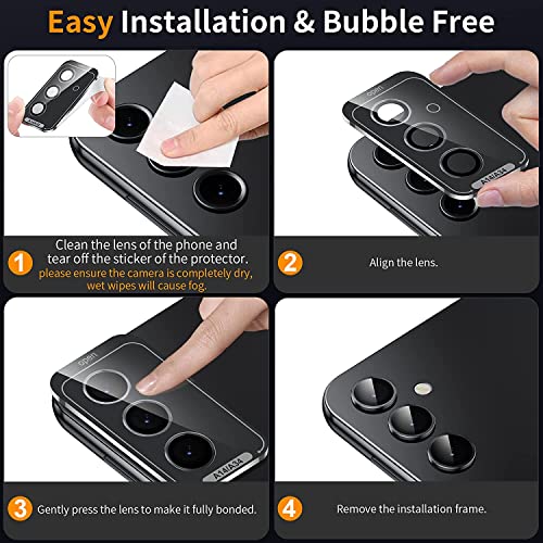 Zeking (2 Set for Samsung Galaxy S24 FE Camera Lens Protector, Scratch-Resistant HD Clarity Ultra-Thin 9H Tempered Glass with Aluminum Edging, Individual Metal Lens Cover (Black) - color: Black