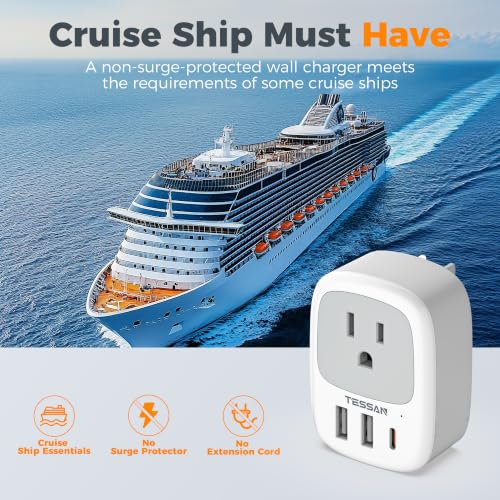 TESSAN Wall Charger Block, 3 USB Charging Ports (1 USB C PD 20W MAX) - color: Grey, size: USB C PD 20W