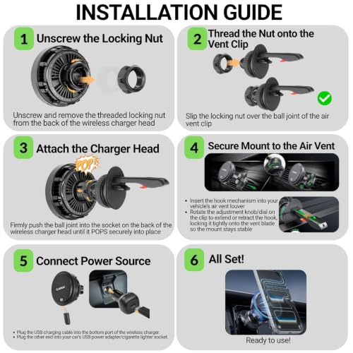 25W Cooling Magnetic Wireless Car Charger Air Vent Phone Holder