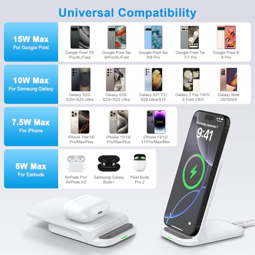 Pixel Wireless Charger Fast Charging Stand for Google Pixel 10a 10 Pro XL - color: White