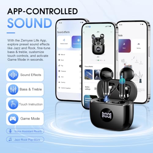 Wireless Earbuds, Bluetooth 5.4 Ear Buds, 32 EQs via App, 6D Bass Stereo - color: Aurora Black