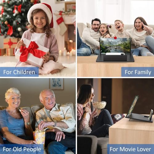 18" Screen Magnifier for Cell Phone – 3D HD Magnifing Screen Enlarger Projector for Movies Videos and Gaming – Foldable Mobile Phone Stand Holder with Screen Amplifier - size: Black-RED-18‘’
