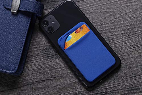 3Pack Cell Phone Card Holder Pocket Sticker Stretchy Cloth for Back of Phone with Flap Credit/ID Card Sleeve Adhesive Stick on Wallet for iPhone,Android All Smartphones (Black,Navy Blue,Light Blue) - color: Black,Navy Blue,Light Blue