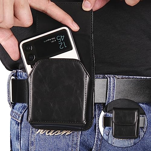 NINKI Galaxy Z Flip 8 Case Holster for Motorola Razr 2026 Holster Cover 2025/2024 / 2023 Razr Plus,Moto Razr 2026 Waist Holder Z Flip 7 6 5 4 3 Bag for Sumsung Z Flip 8 Pouch Carrier Belt Clip,Black - color: Black