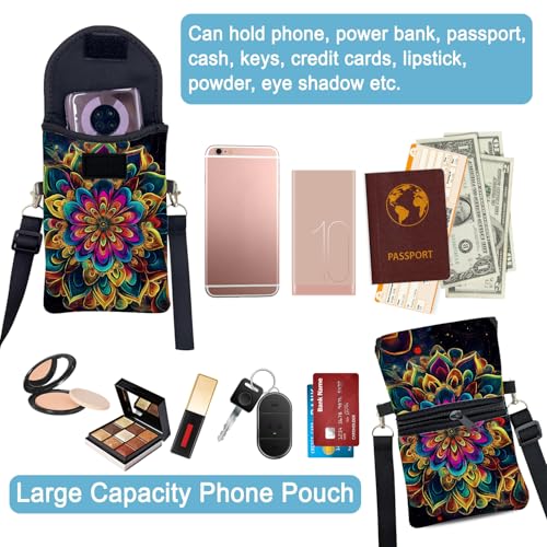 Neoprene Cell Phone Sleeve Pouch Case Bag with Crossbody Strap Neck Lanyard for Women 7.5 X 4.3 in Floral - color: Floral 1