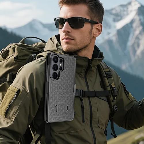 Fingic for Samsung Galaxy S26 Ultra Case with Belt Clip Holster Kickstand | Slim Combo Shell with Swivel Holster Rugged Shockproof Antiscratch Full Body Protective for Galaxy S26 Ultra 6.9" 2026,Black