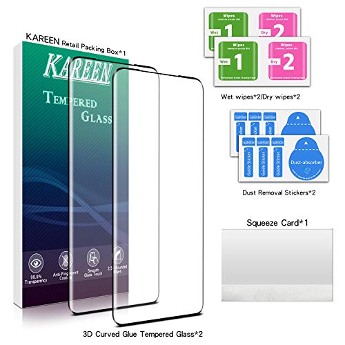 KAREEN 2 Pack Screen Protector for Samsung Galaxy S20 Ultra Tempered Glass | 3D Curved Full Coverage Film, 9H Hardness, Anti Scratch, Bubble Free - size: Galaxy S20 Ultra 6.9-inch