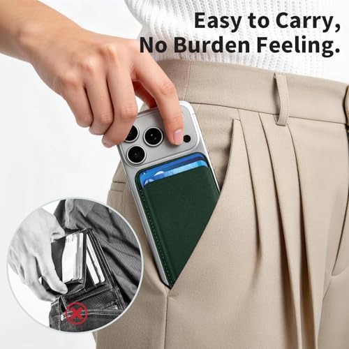 Magnetic Wallet Cell Phone Card Holder for Phone Case with Mag-Safe - color: Deep Green, size: 1 Pack