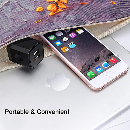 Charger Box, Charging Cube 5 Pack,Dual USB Wall Charger 5V 2A Power Adapter - color: Black-5