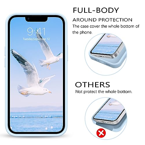 GUAGUA Compatible with iPhone 13 Case 6.1 Inch Liquid Silicone Soft Gel Rubber Slim Thin Microfiber Lining Cushion Texture Cover Shockproof Protective Phone Case for iPhone 13, Light Blue - color: Light Blue, size: iPhone 13
