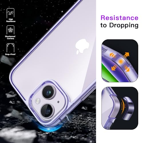 JETech Case for iPhone 14 6.1-Inch, Non-Yellowing Shockproof Phone Bumper Cover, Anti-Scratch Clear Back (Deep Purple) - color: Deep Purple, size: iPhone 14