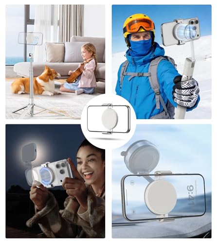 TONEOF Phone Clamp for Magnet with Metal Ring Phone Mount for Magsafe Stand - color: Beige Gray