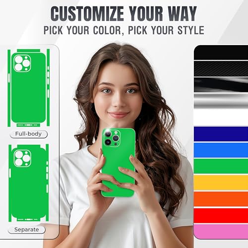 2Pcs Skin Wrap Compatible for iPhone 15 Pro – Slim Decal Vinyl Protective Film for Sides & Back – Sleek Fit, Premium Look – Compatible with All iPhone 15 Pro Cases - Green - color: Green