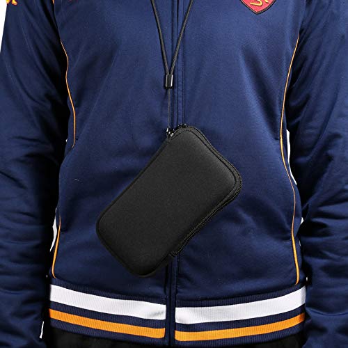 Zipper Neoprene Cell Phone Pouch Sleeve Carrying Case with Neck Lanyard for Samsung Galaxy S25 Ultra S24 Ultra A05 A06 A15 A14 A16 A26 A25 A55 A04, Moto G Pure G Stylus 2023, OnePlus 13 (Black-XL)