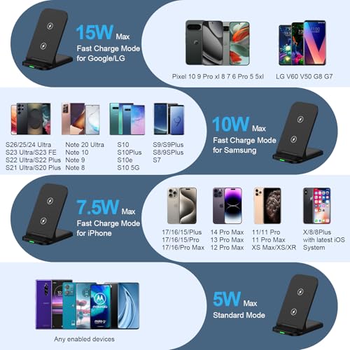 Foldable Wireless Charger Samsung S26 Ultra Wireless Charging Station 15W - color: Black