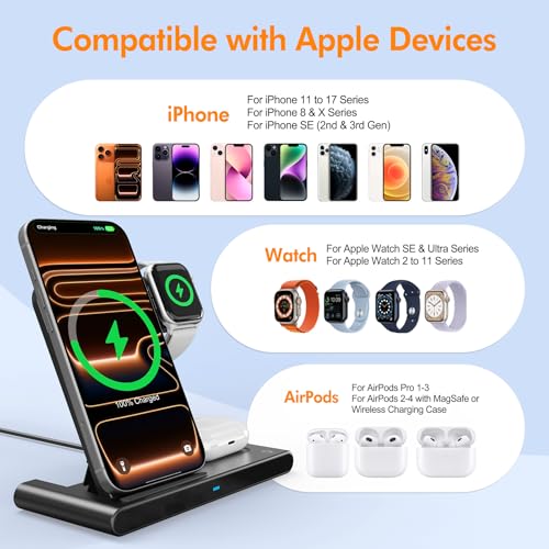 Wireless Charger Fast Charging Station 3 in 1 Charger Stand Home