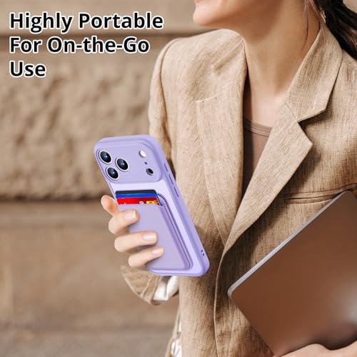 for iPhone 17 Pro Max Case w/Detachable MagSafe Wallet-Purple | RFID Blocking Card Holder&Kickstand, Military-Grade Drop & Raised Camera Protection for Travel & Commute - color: Purple