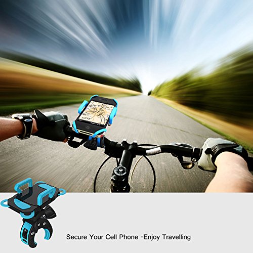 Bike Mount, Bike Phone Mount Motorcycle Baby Carriage Bicycle Cell Phone Holder Cradle with Rubber Strap 360 Degree Rotate for iPhone X,8,7 6s Plus 5s 5SE,Galaxy (Blue) - color: Blue