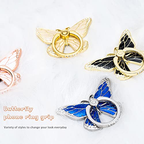Doflyesky Butterfly Cell Phone Ring Grip Holder, 360 Degrees Rotation Phone Ring Grip Stand, Metal Finger Kickstand Compatible with iPhone, Samsung Galaxy, Android Phone