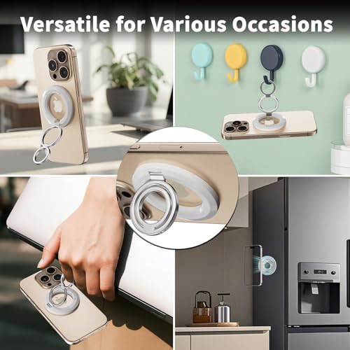 Phone Grip for MagSafe,Magnetic Phone Ring Holder,Cell Phone Grip Stand with Two-Sided Magnetic Finger Kickstand for iPhone 17 16 15 14 13 12 Samsung Android Phone Case (2 Metal Ring Include)