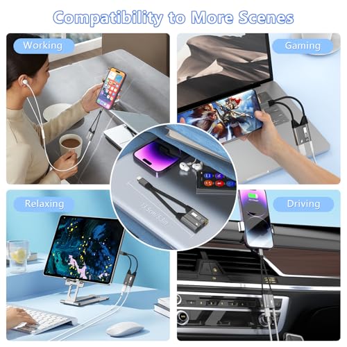 Magnetic 2-IN-1 Lightning to 3.5mm Audio Jack Headphone and Charge Cable Adapter for iPhone,Earphone Converter Splitter Support Music+Charge+HiFi+Mic for iPhone 14 Pro/14 13 12 11【Apple MFi Certified】