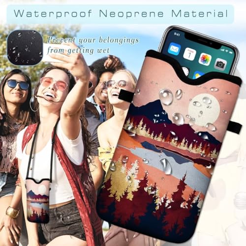 Cell Phone Sleeves Bag Case Crossbody Neoprene Holder Lanyard Phone Pouch for Women Men 7.5 X 4.5 Inches - Lake Moon - color: Lake Moon