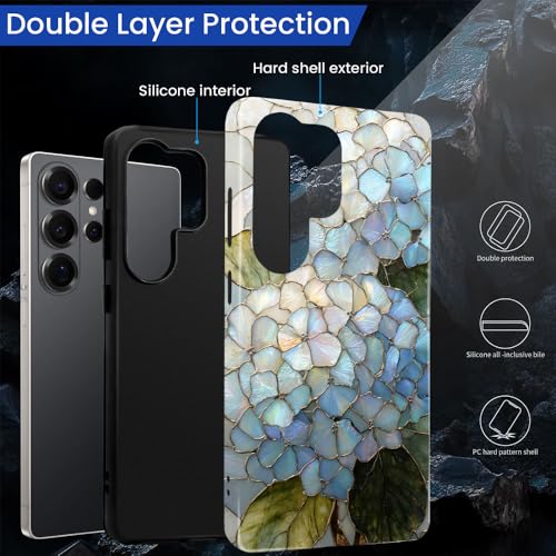 Compatible with Samsung Galaxy S26 Ultra Case,Glossy Case All-Round Protection Shockproof Anti-Scratches TPU Cover,Cases for Man Woman-Hydrangeas Bush Stained Glass - color: Hydrangeas Bush Stained Glass, size: Galaxy S26 Ultra